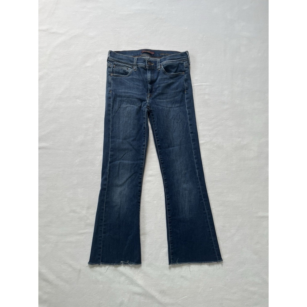7 For All Mankind Charlize Flared Jeans Womens 27 Blue Cropped Denim Low Rise